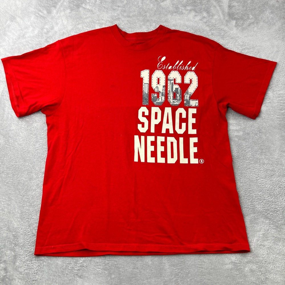 Space Needle Established 1962 Graphic T-Shirt 2XL Red Men Seattle Souvenir Tee